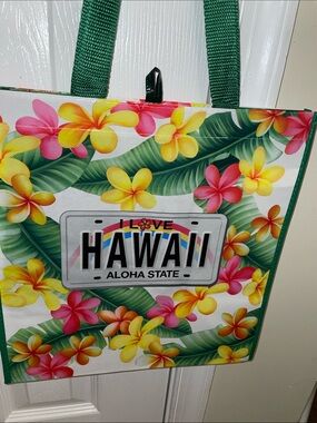 HAWAII LICENSE PLATE Recycled Tote Bag 14”X14”X6” Aloha State w/Bottom insert